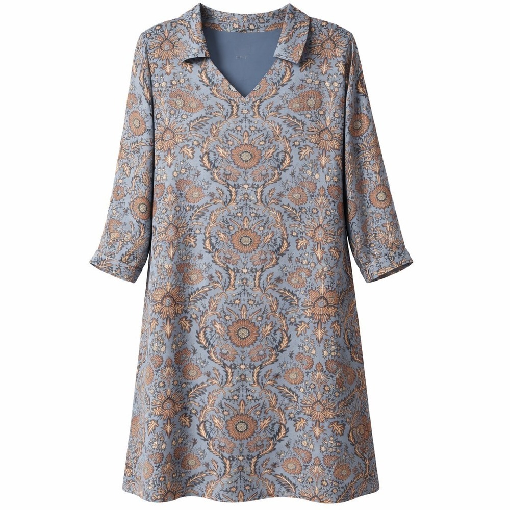 CABI Chiffon Provincial Dress Sz L All-Over Moody Floral Forest Fully Lined EUC!